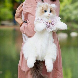 Chongker Cat Shaped Backpack 🐱Handmade Realistic Rag Doll Cat Brand New 🥰